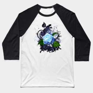 Blue rose on black background Baseball T-Shirt